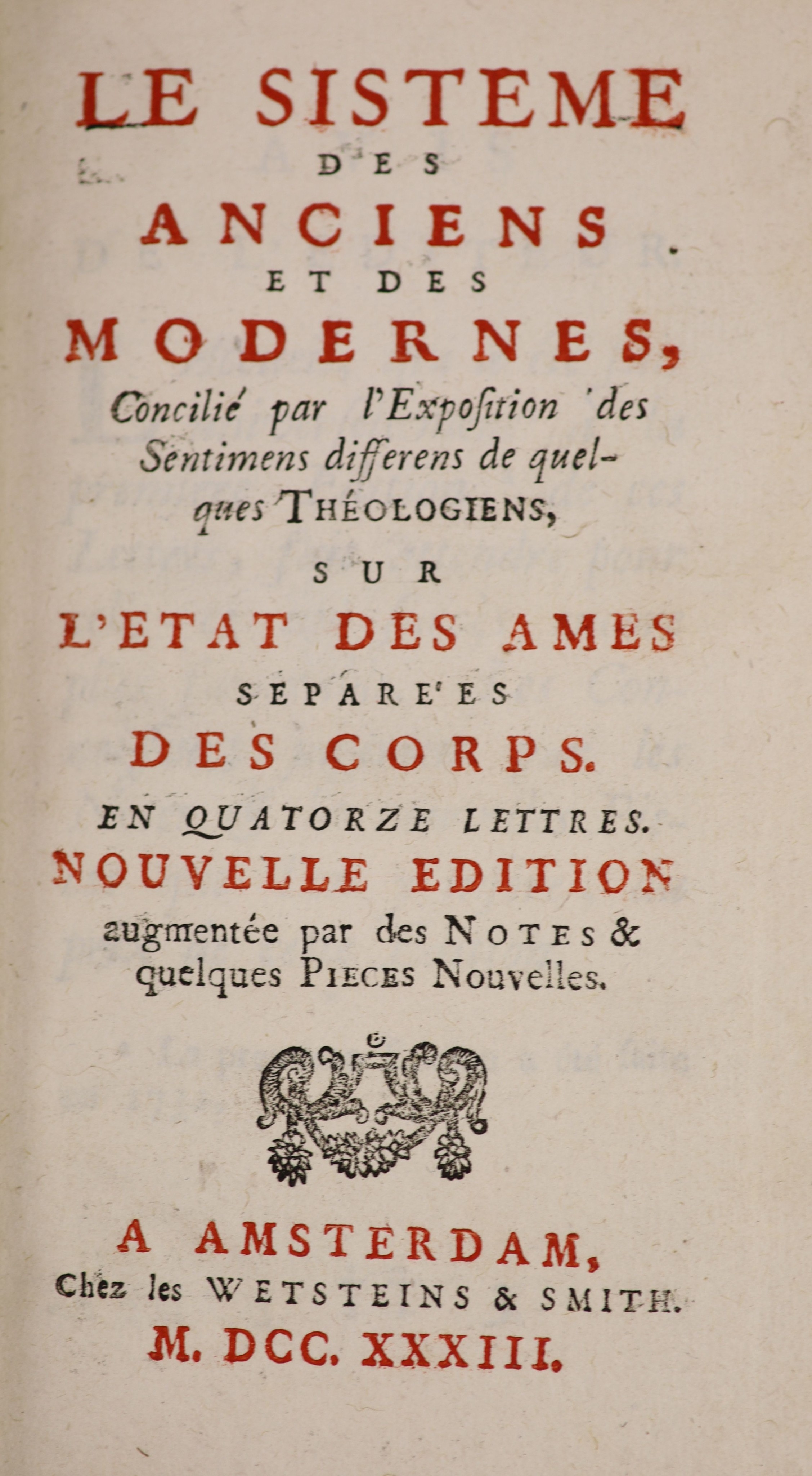 [Buber, Marie] Le Sisteme des Anciens et des Modernes, Concilie par L'Exposition des Sentilnens Differens de quelques Thedogiens ...